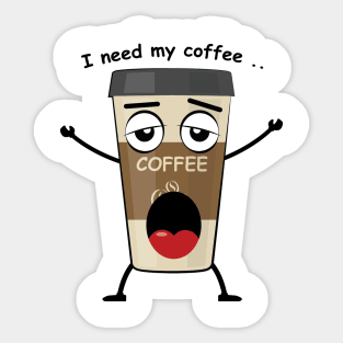 Sleepy Coffee - Funny Character Illustration Sticker